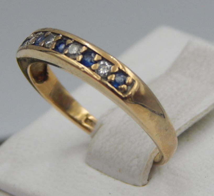 Кольцо из желтого золота с сапфиром и бриллиантом (-ми) (30720725) 2
