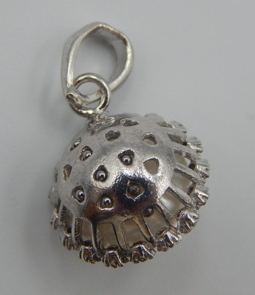 Срібний кулон з перлами та цирконієм (33592254) 1