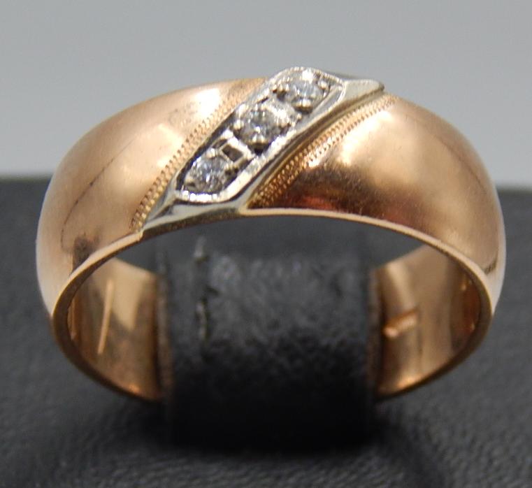 Кольцо из красного и белого золота с бриллиантом (-ми) (31645967) 0