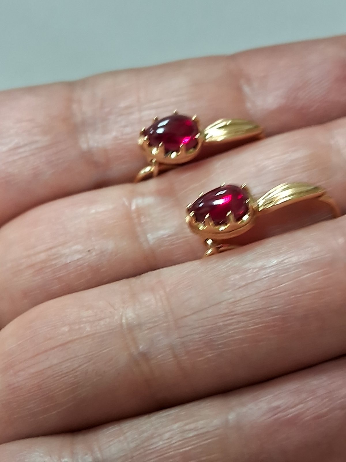 Сережки з червоного золота з корундом (31543153) 9