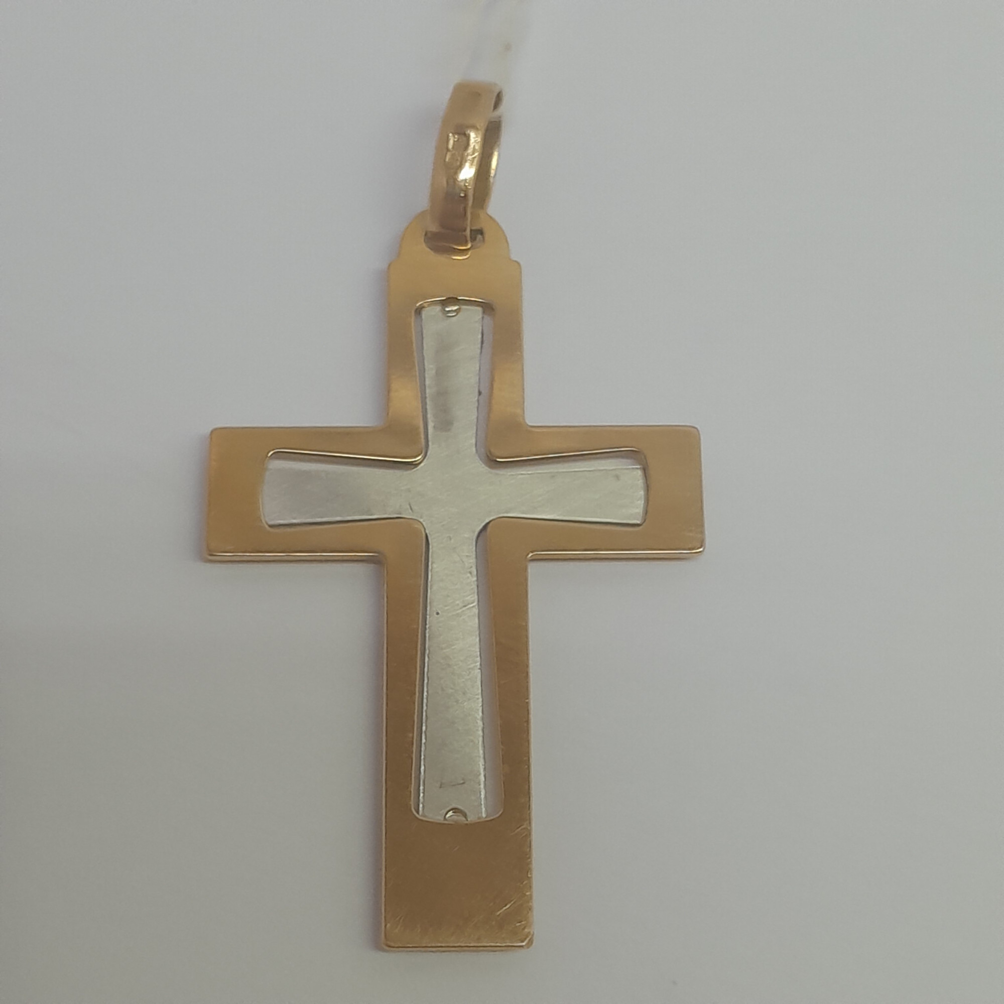 Підвіс-хрест з червоного та білого золота (33768312) 1