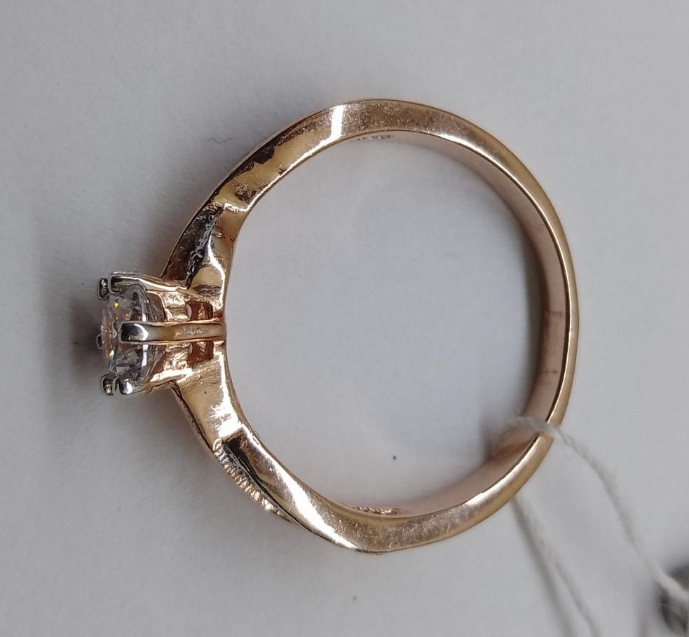 Серебряное кольцо с позолотой и цирконием (29577317) 4