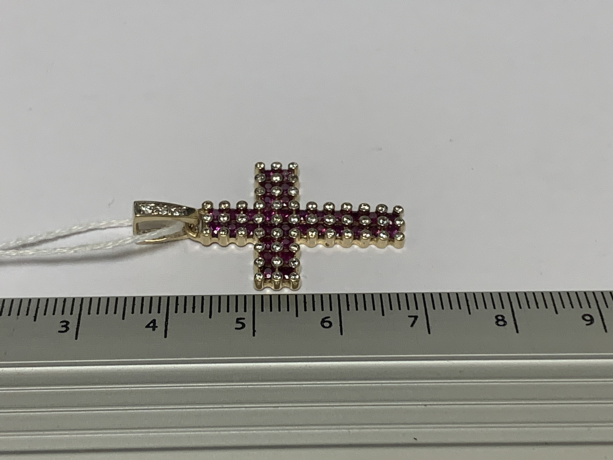 Підвіс-хрест з жовтого золота з цирконієм (31958251) 2