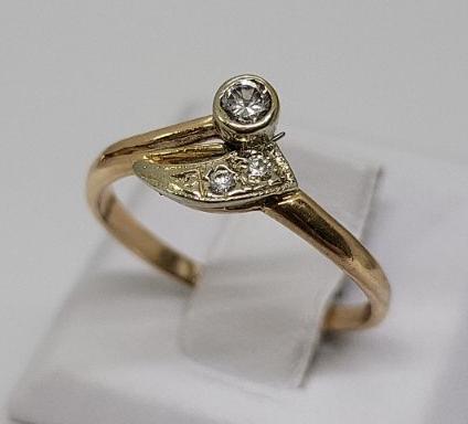 Кольцо из красного и белого золота с цирконием (33701245)  4