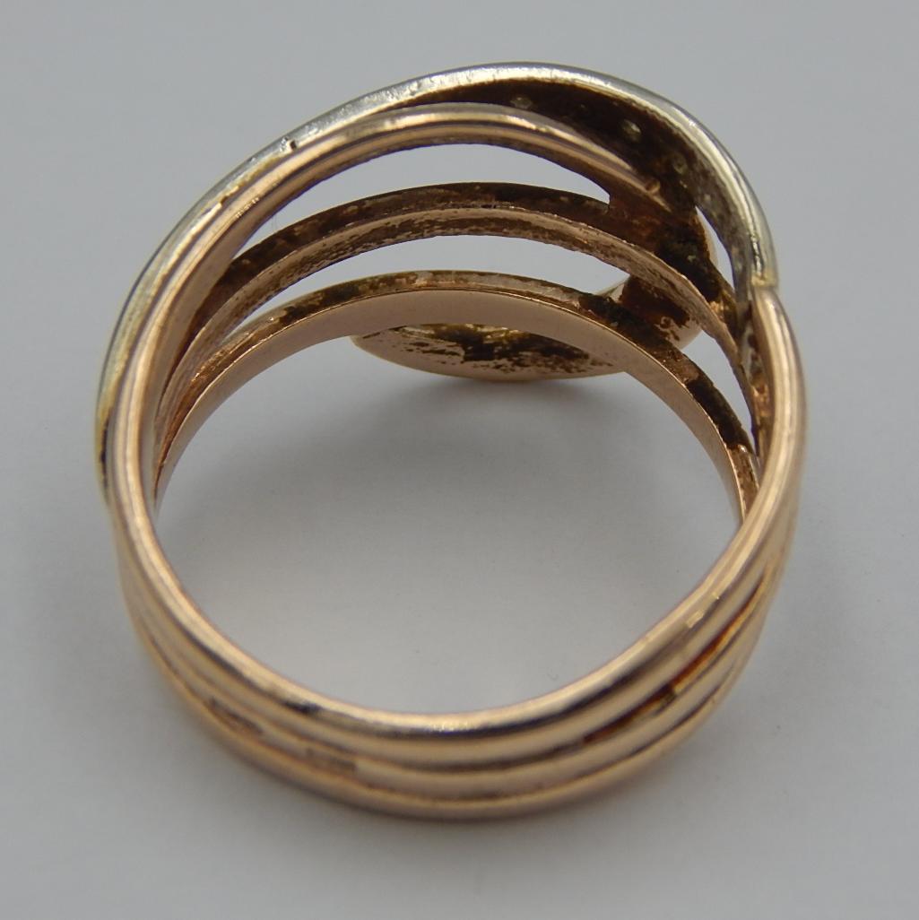Кольцо из красного и белого золота с цирконием (32288442) 4