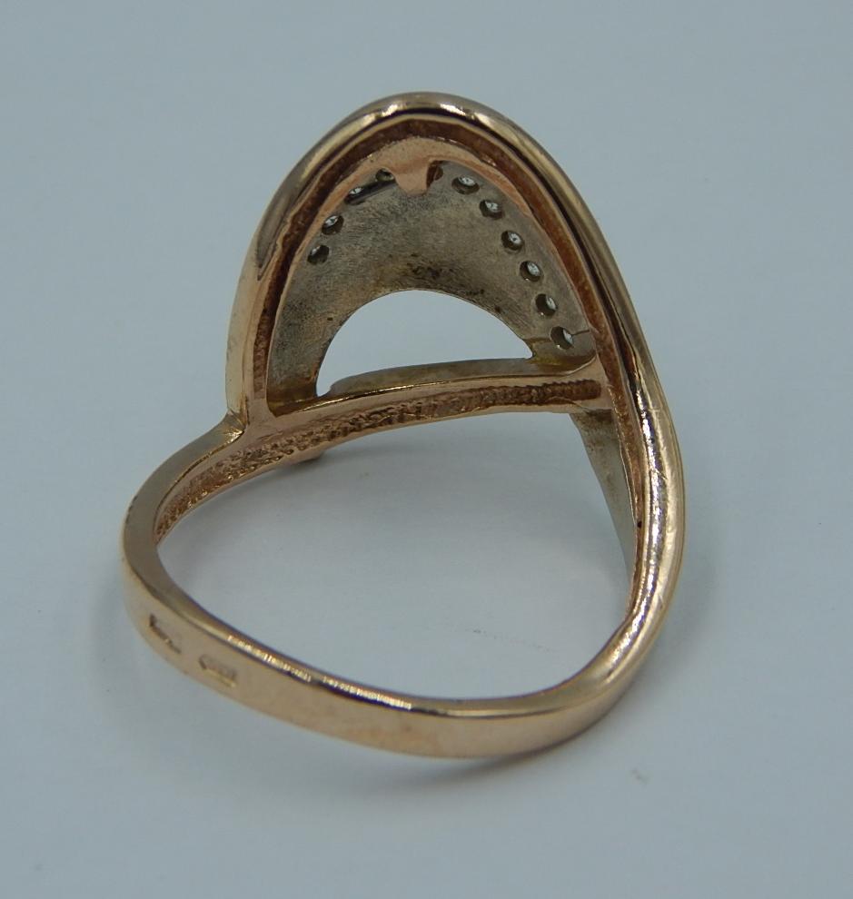 Кольцо из красного и белого золота с цирконием (32440949)  5