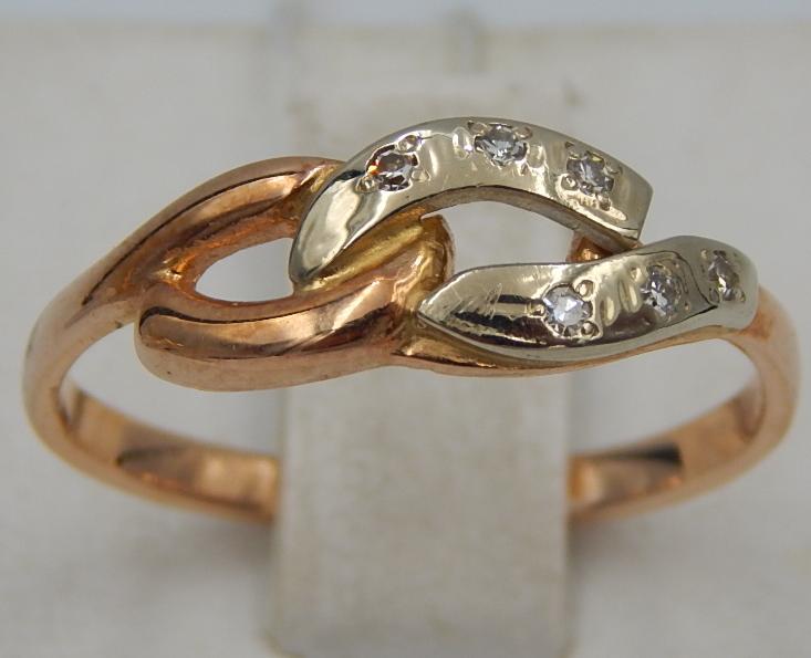 Кольцо из красного и белого золота с бриллиантом (-ми) (30702798) 0
