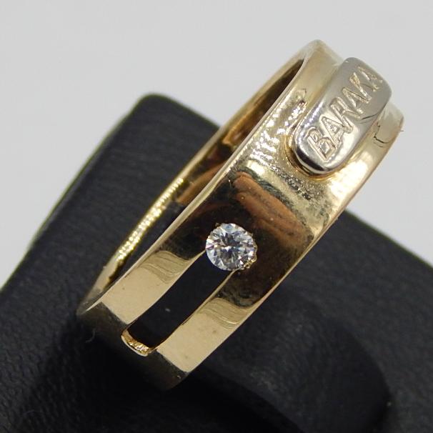Кольцо из желтого и белого золота с бриллиантом (-ми) (30943396) 1