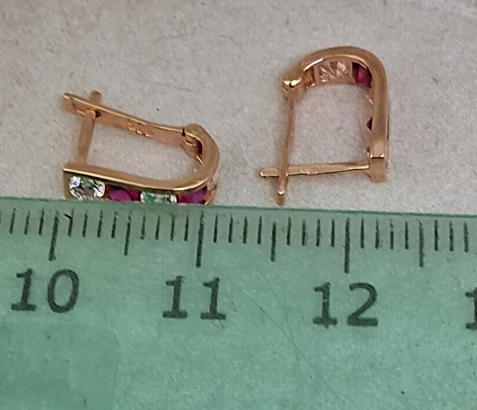 Сережки з червоного золота з цирконієм (33024903) 4