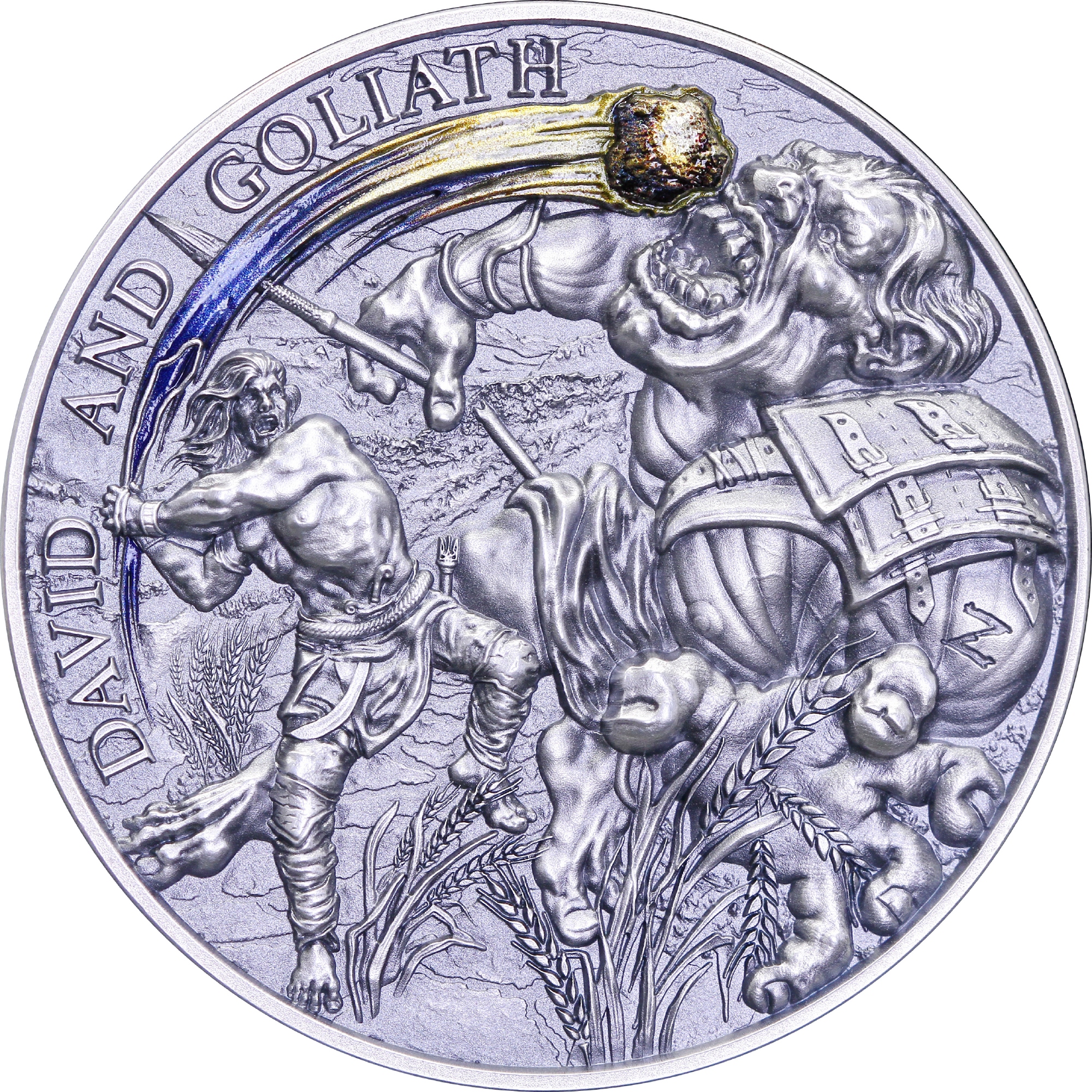 Серебряная монета 2oz Давид и Голиаф 10 седи 2022 Гана (30648269) 1