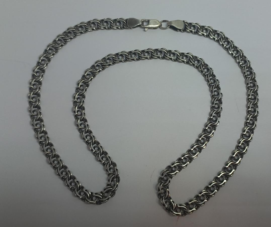 Серебряная цепь с плетением Бисмарк (33677572) 3
