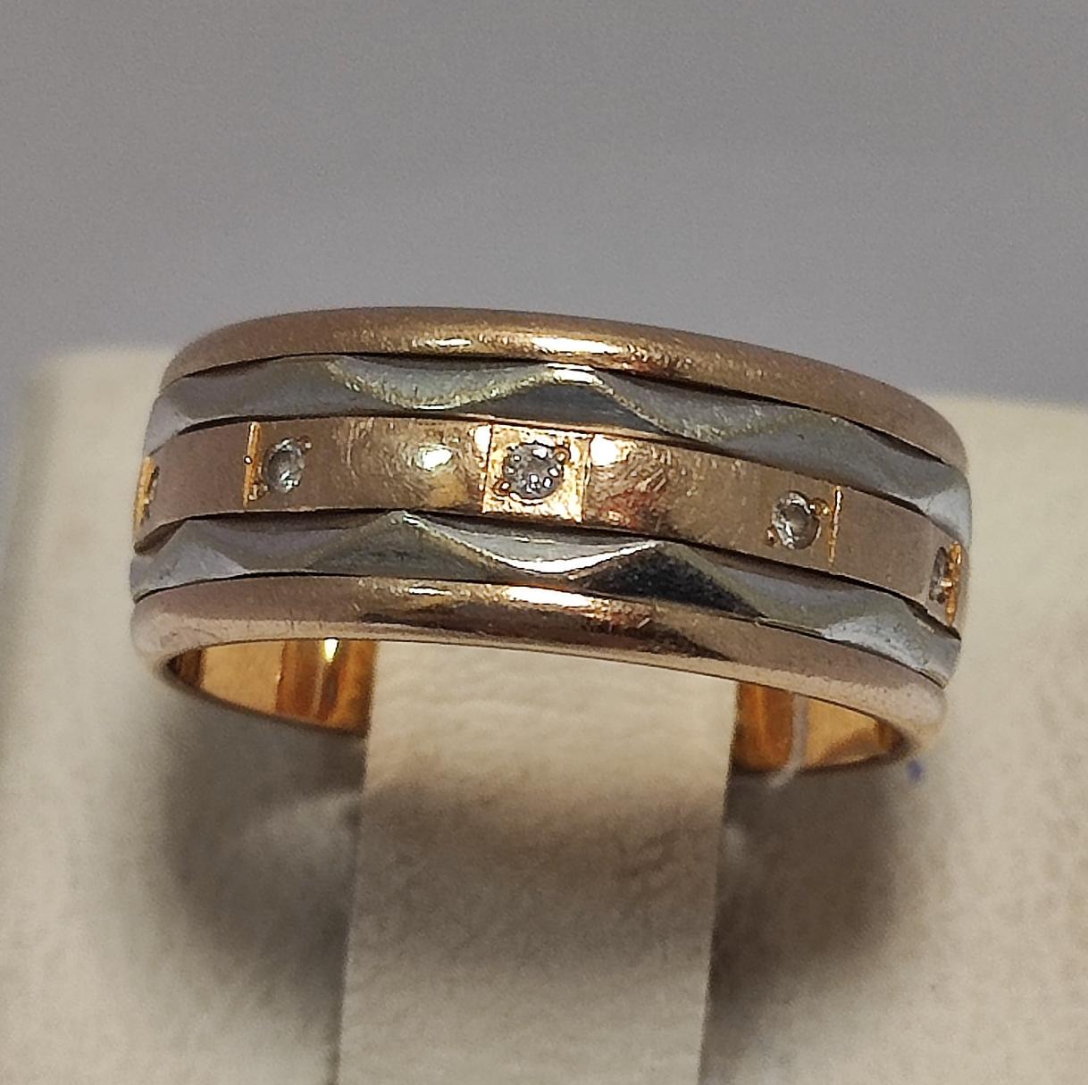 Обручальное кольцо из красного и белого золота с цирконием (33808569) 0