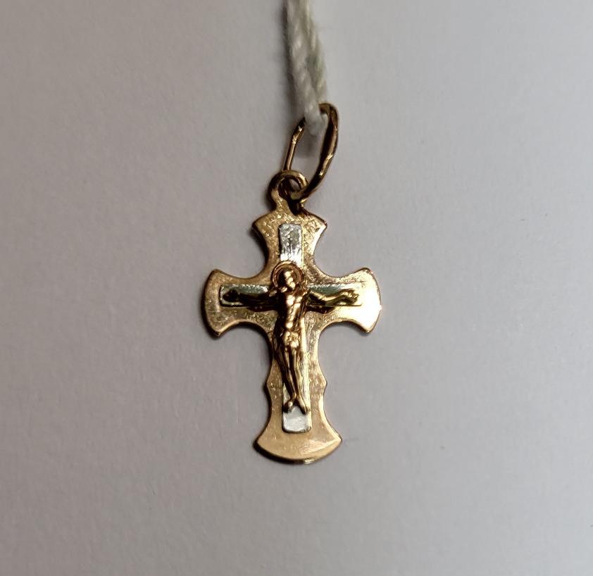 Підвіс-хрест з червоного та білого золота (31484817) 1
