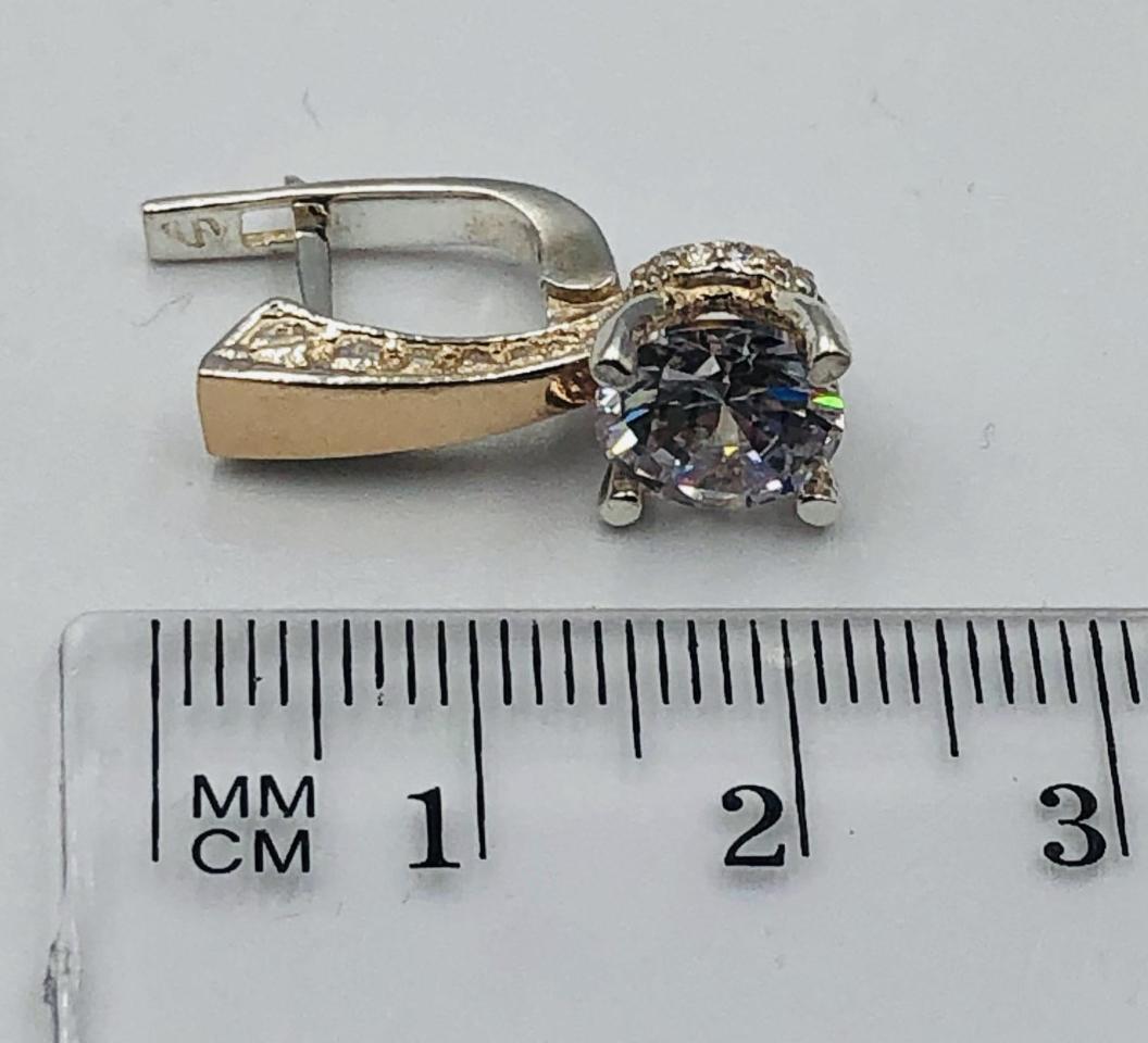 Серебряные серьги с позолотой и цирконием (33721539) 2