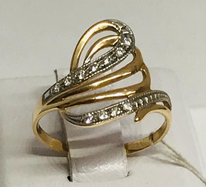 Кольцо из красного и белого золота с цирконием (29274141) 1