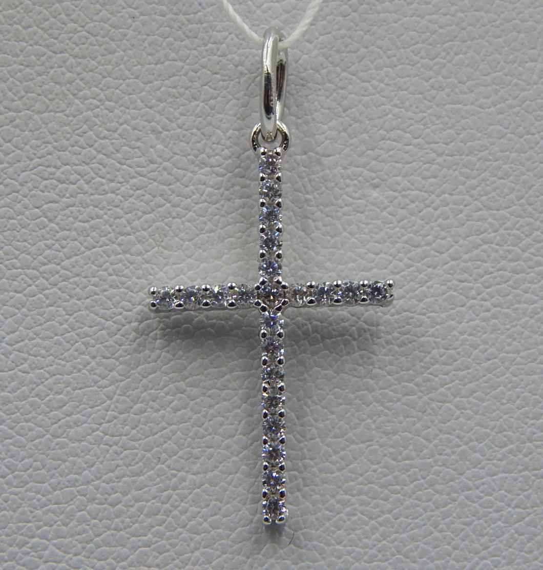 Срібний підвіс-хрест із цирконієм (32930955) 0