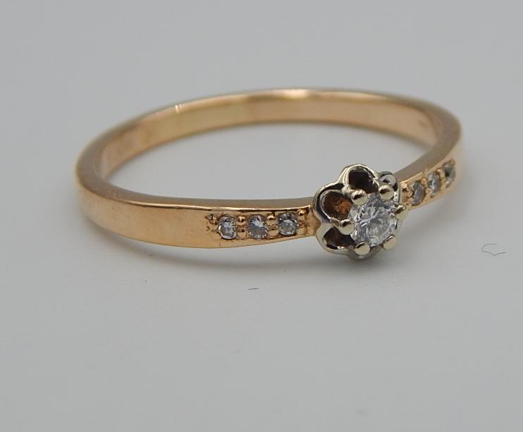 Кольцо из красного и белого золота с бриллиантом (-ми) (26548148) 2