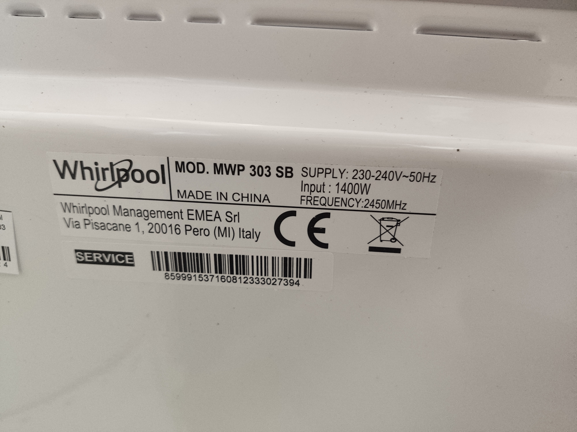 Микроволновая печь Whirlpool MWP 303 SB 2