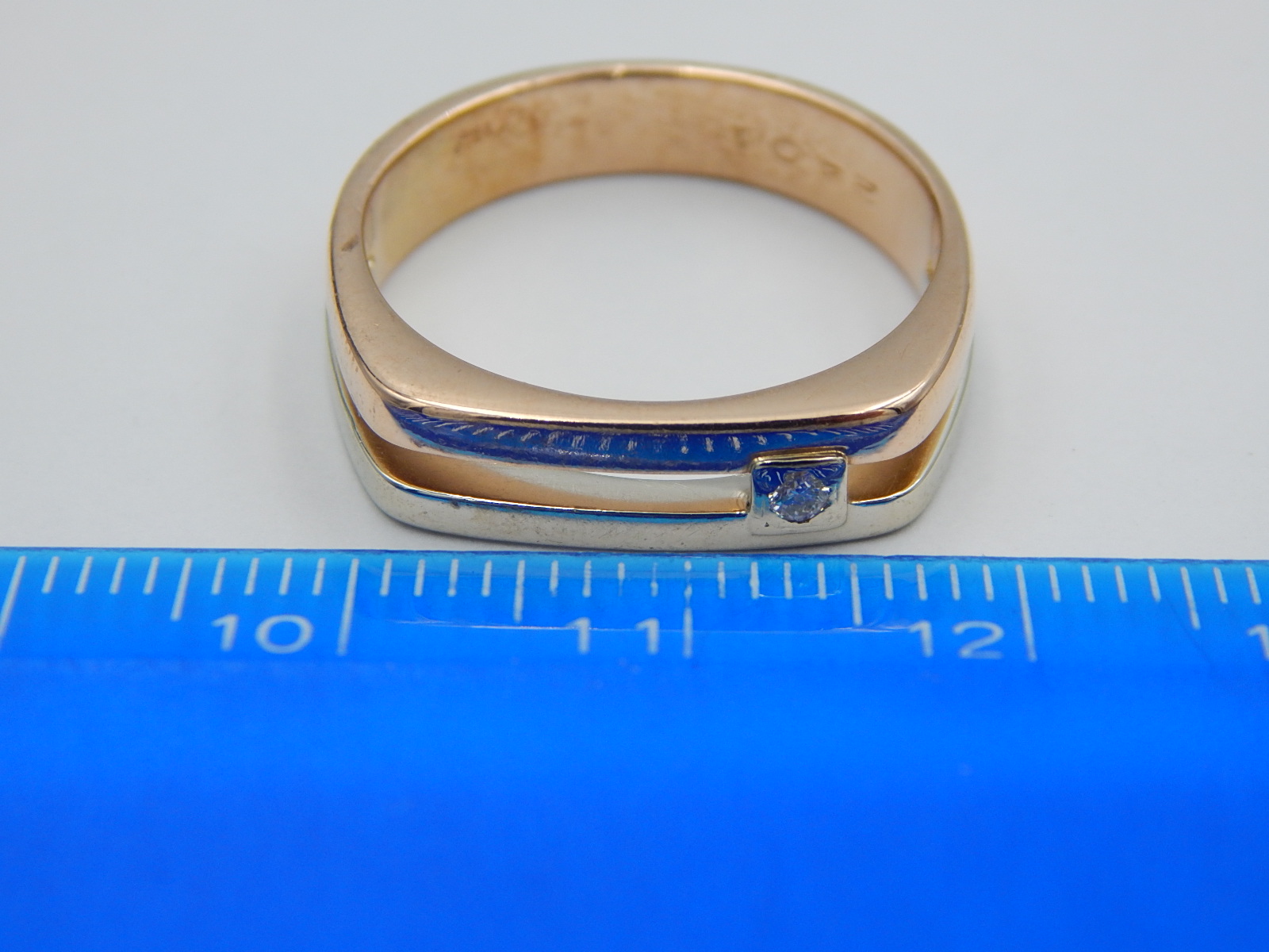 Перстень из красного и желтого золота с бриллиантом (-ми) (29720133) 6
