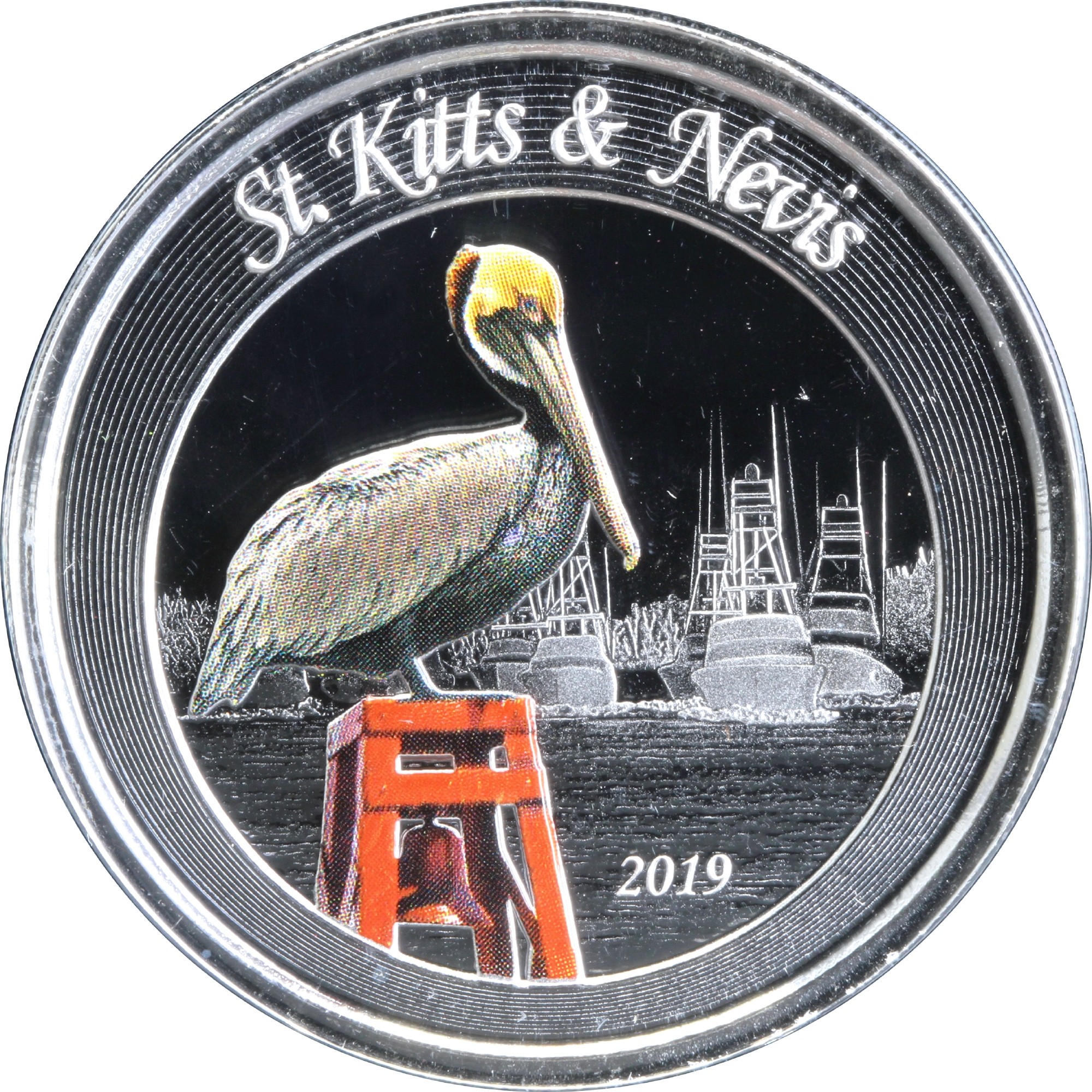 Серебряная монета 1oz Сент-Китс и Невис 2 доллара 2019 Восточные Карибы (29127709 2