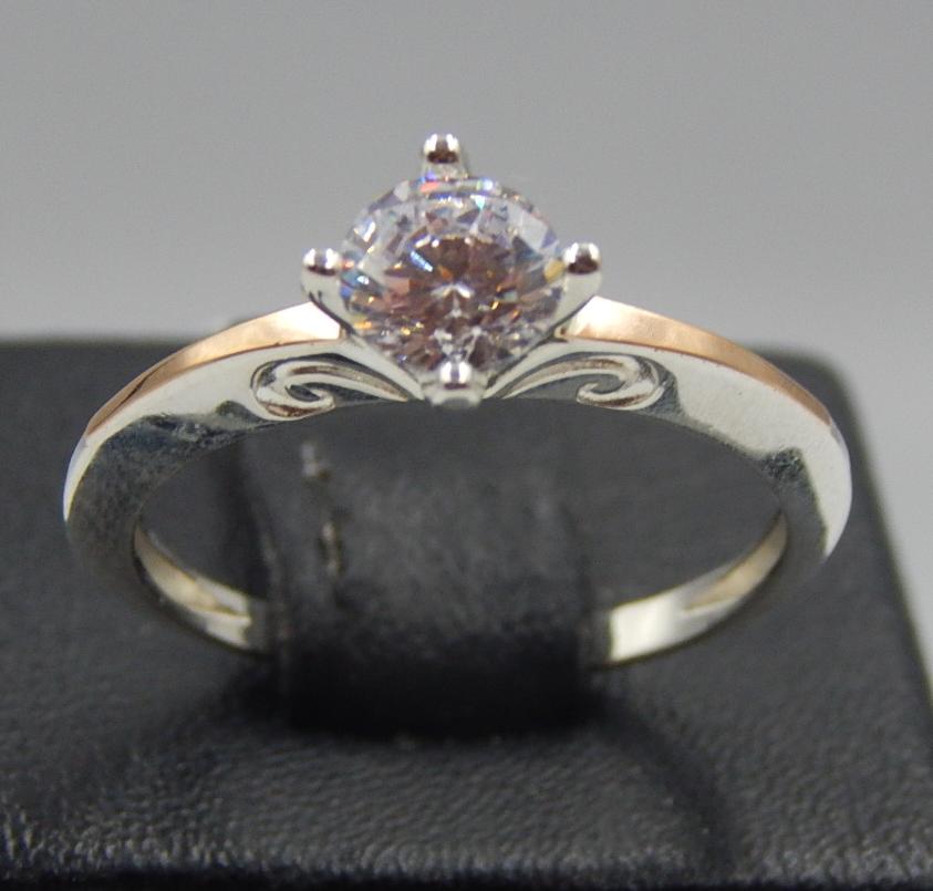 Серебряное кольцо с позолотой и цирконием (31969020) 0