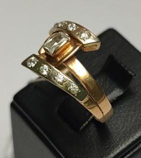 Кольцо из красного и белого золота с цирконием (28337074) 1