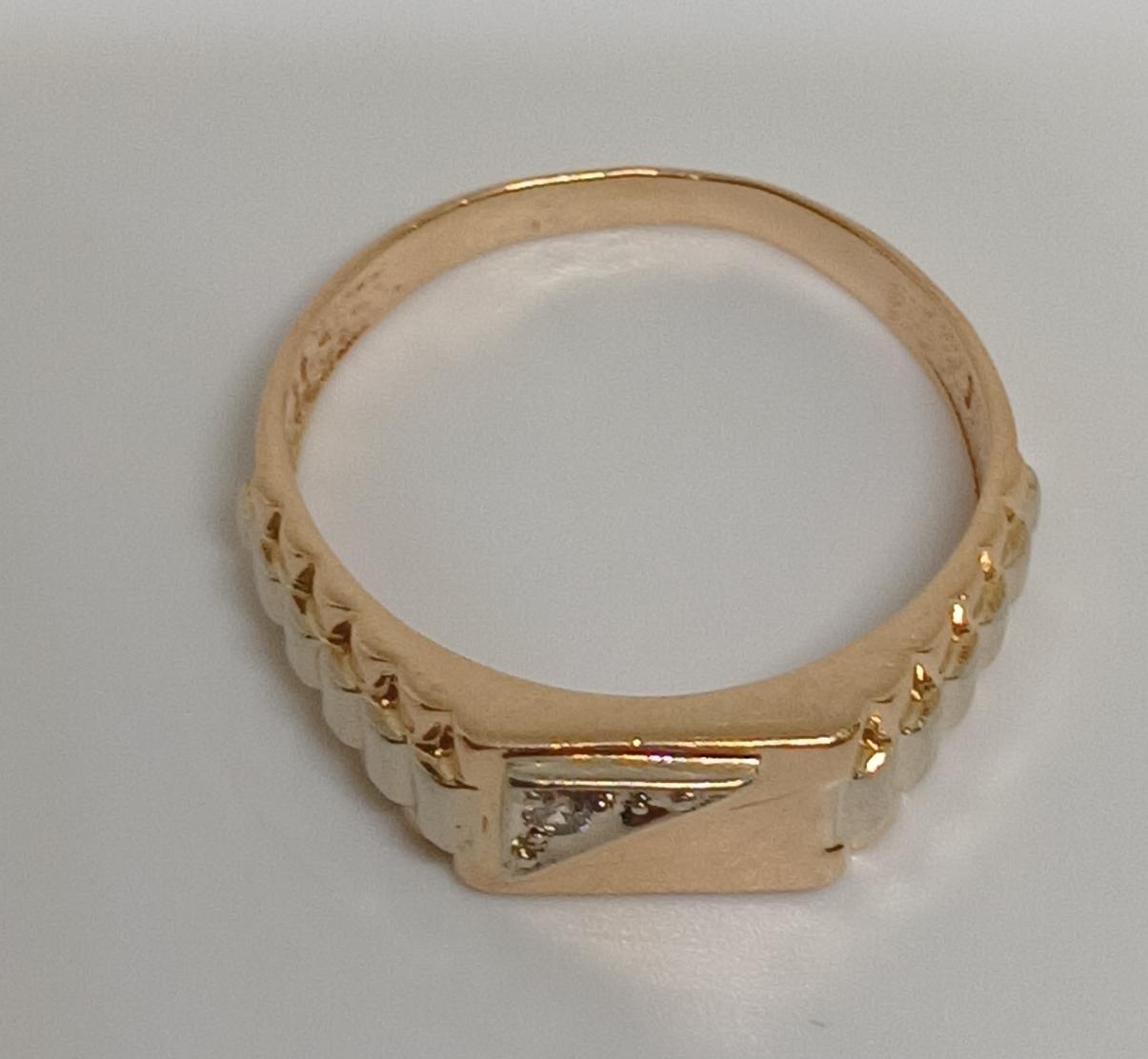 Перстень из красного и белого золота с цирконием (33793807) 3