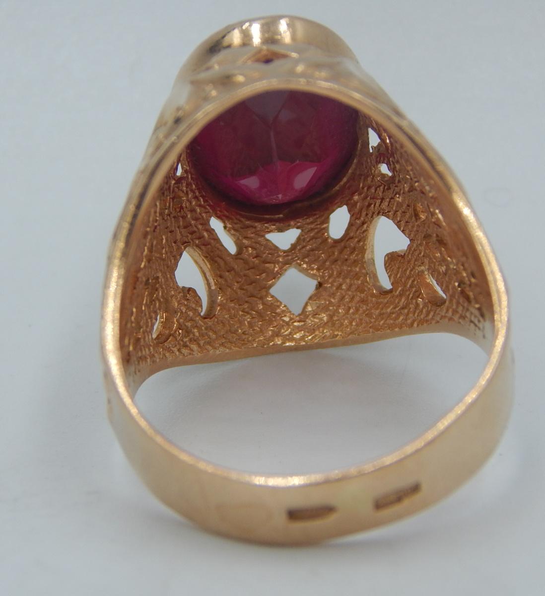 Кольцо из красного золота с корундом (29092232) 7