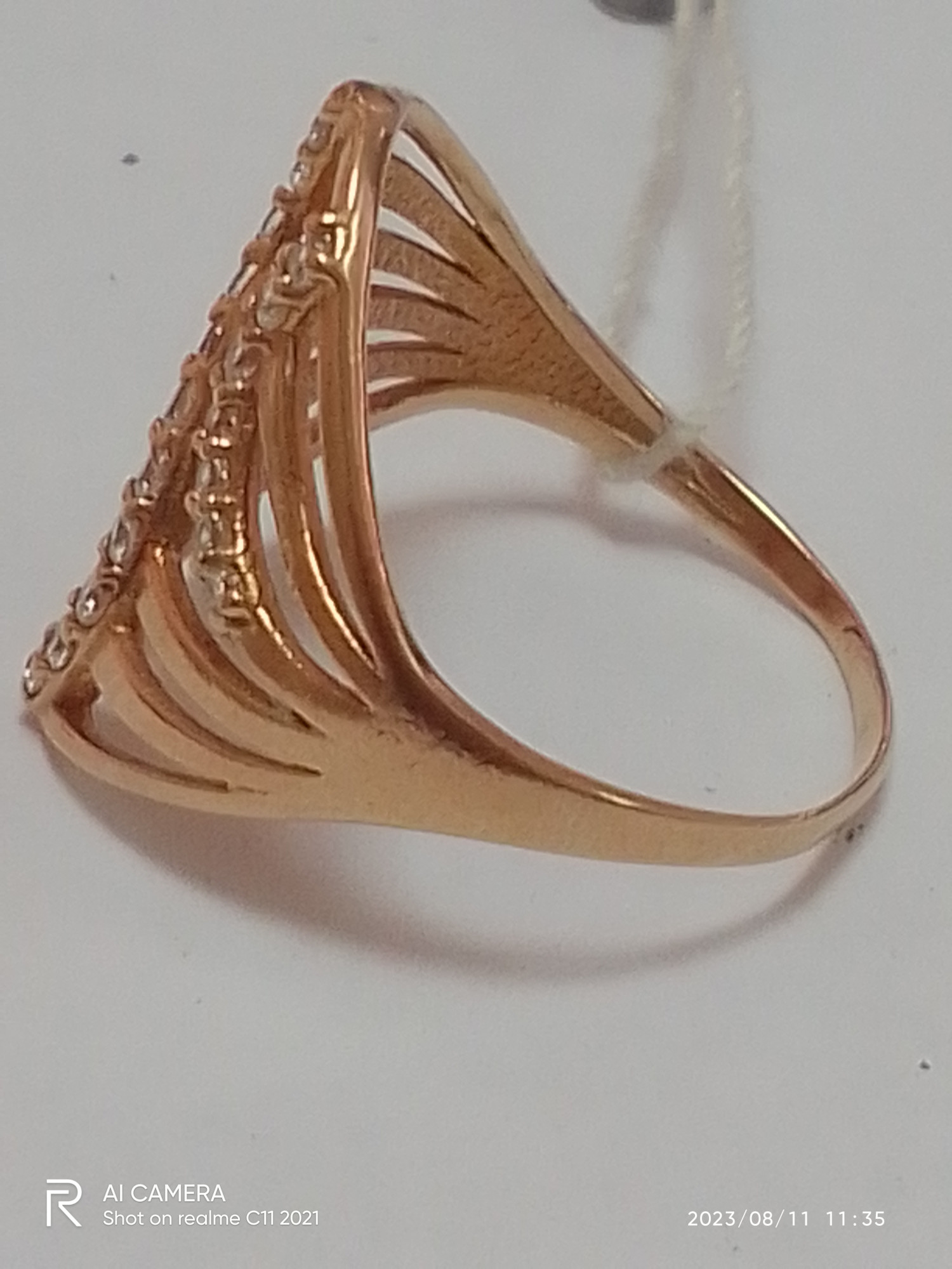 Кольцо из красного золота с цирконием (31433609)  4