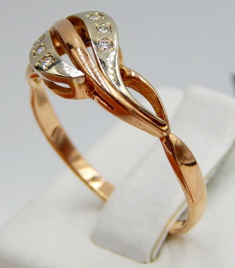 Кольцо из красного и желтого золота с цирконием (33660804) 2