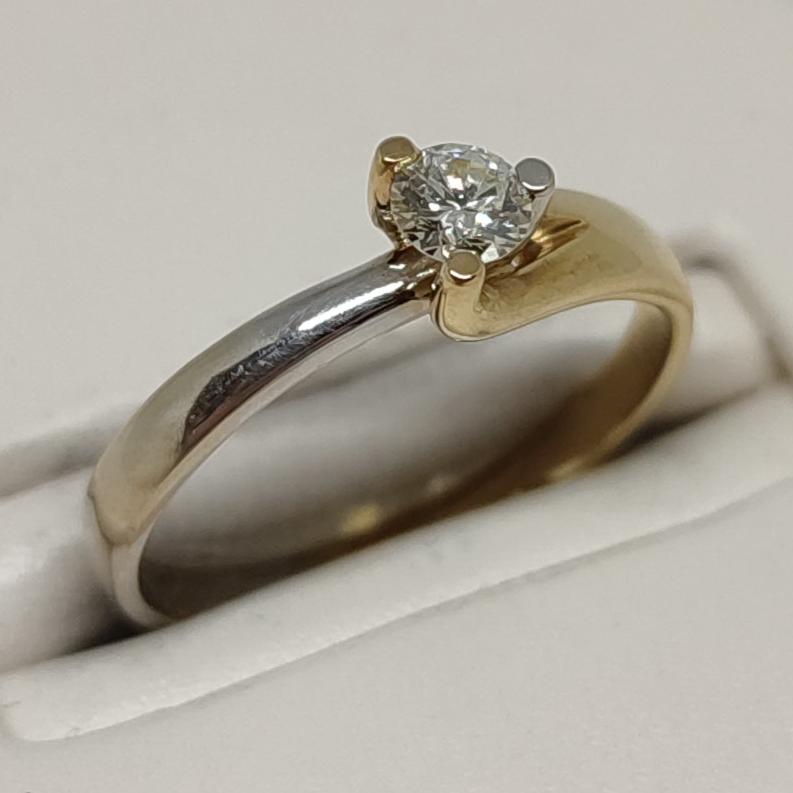 Кольцо из желтого и белого золота с бриллиантом (-ми) (32656363) 0