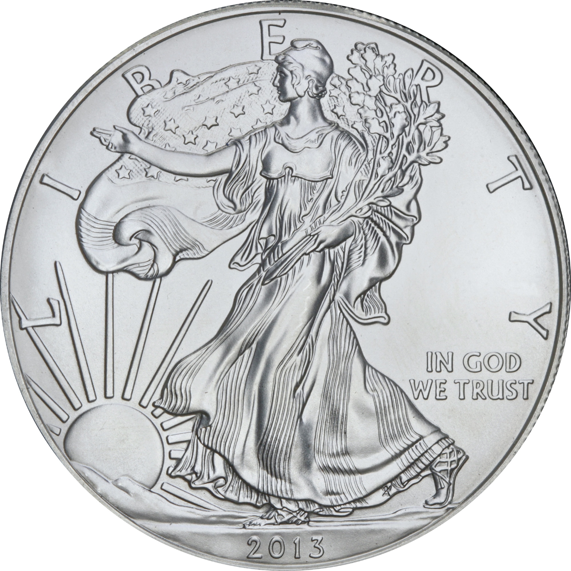 Серебряная монета 1oz Американский Орел 1 доллар 2013 США (33272242) 0