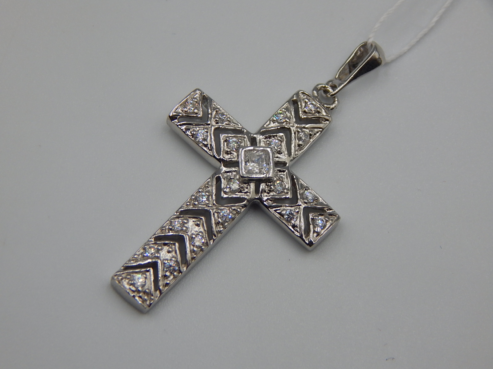 Срібний підвіс-хрест із цирконієм (32924788) 1