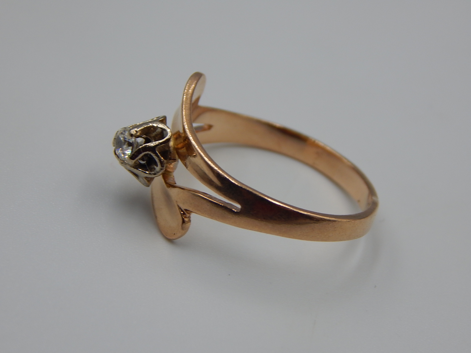 Кольцо из красного и белого золота с цирконием (33763224) 5