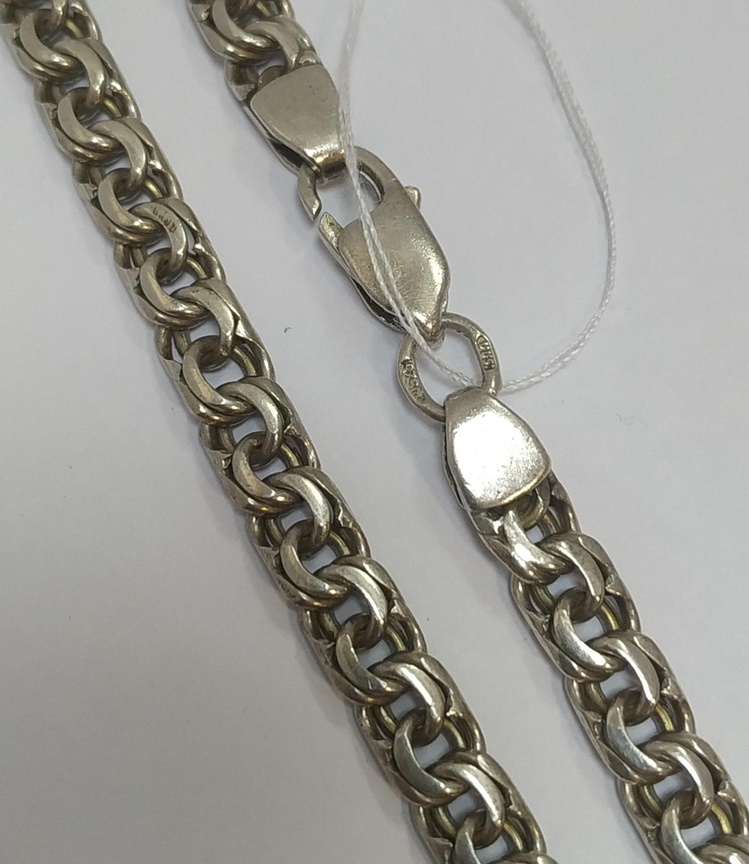 Серебряная цепь с плетением Бисмарк (33849432) 0