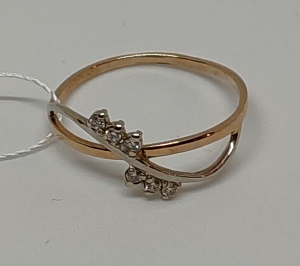 Кольцо из красного и белого золота с бриллиантом (-ми) (27416993) 2