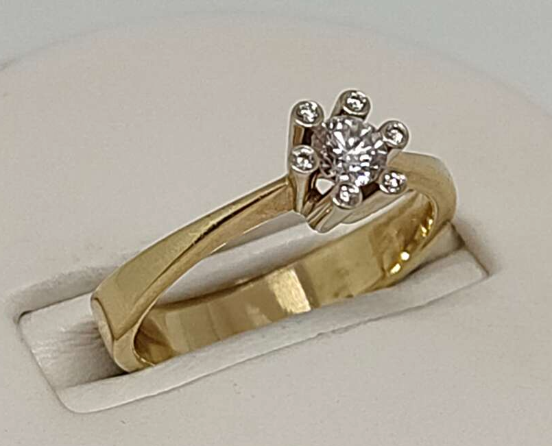 Кольцо из желтого и белого золота с бриллиантом (-ми) (31625975)  0
