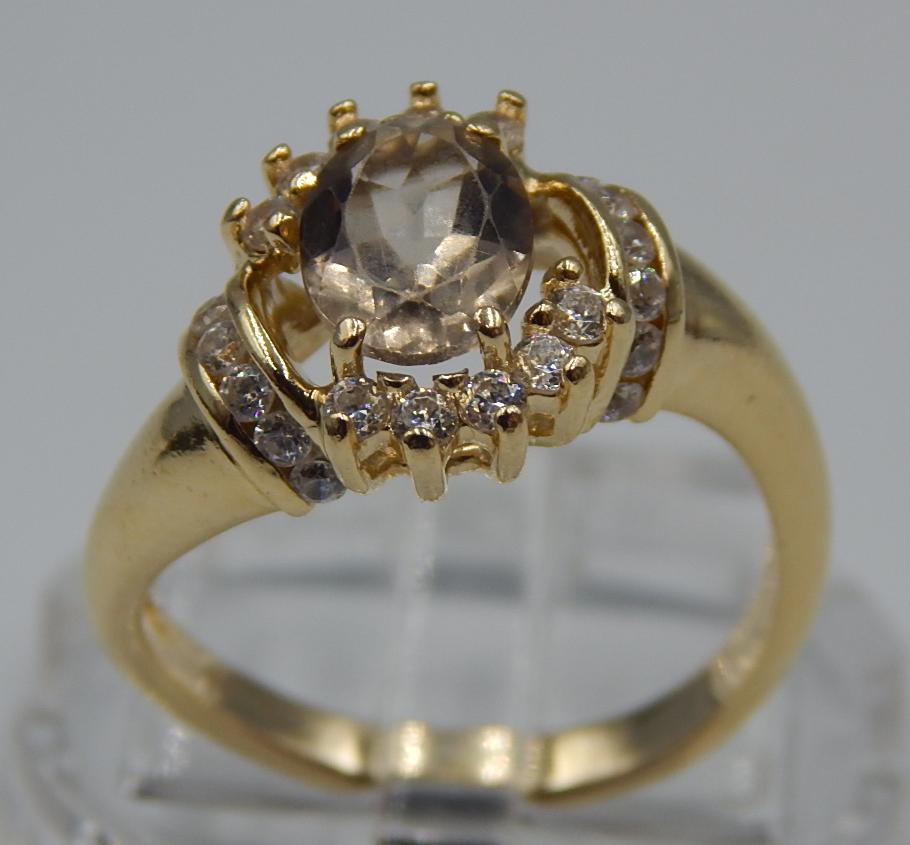 Кольцо из желтого золота с цирконием (33725527)  0