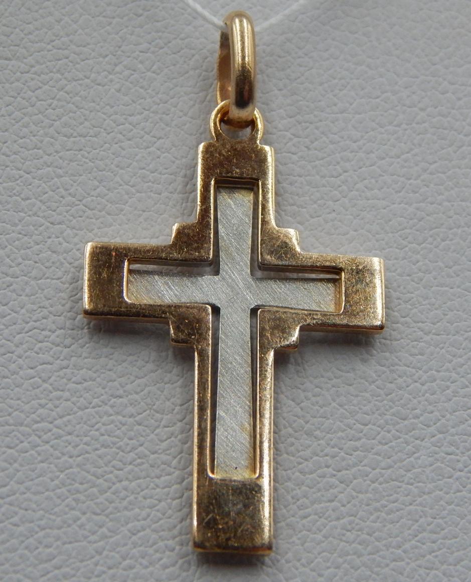 Подвес-крест из красного и белого золота (32552602) 0