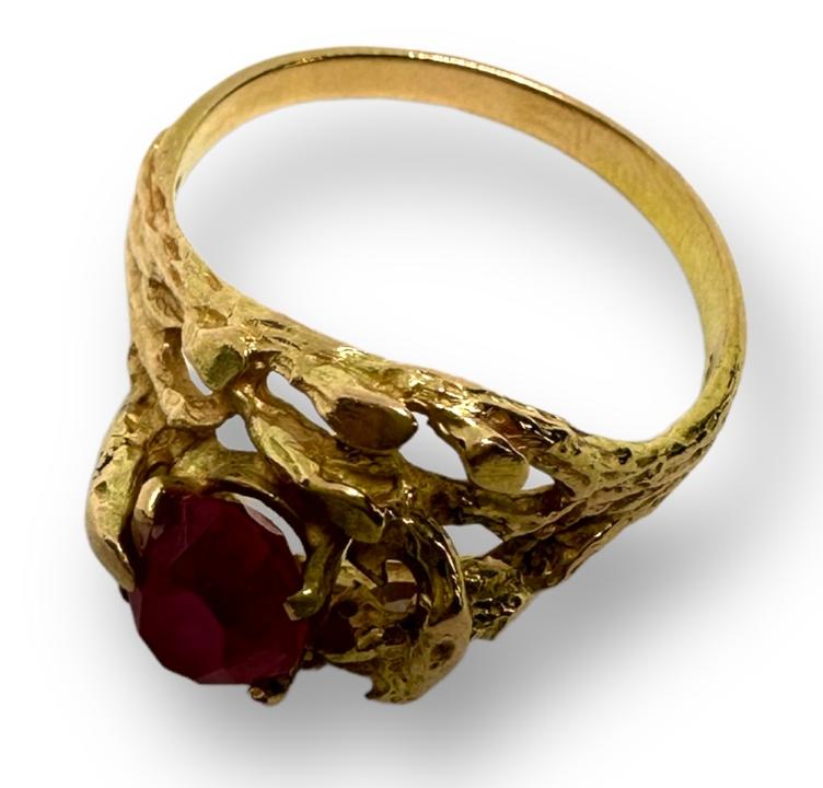 Кольцо из красного и желтого золота с цирконием (29519328)  4