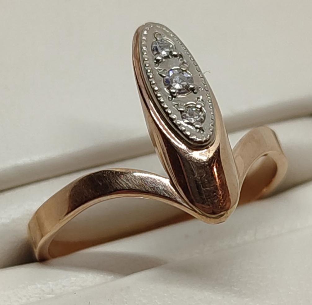 Кольцо из красного и белого золота с бриллиантом (-ми) (28026701) 0