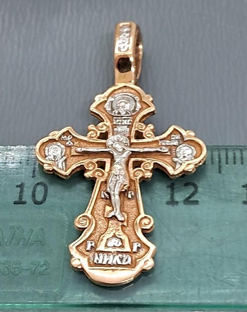 Підвіс-хрест з червоного та білого золота з цирконієм (32549161) 4