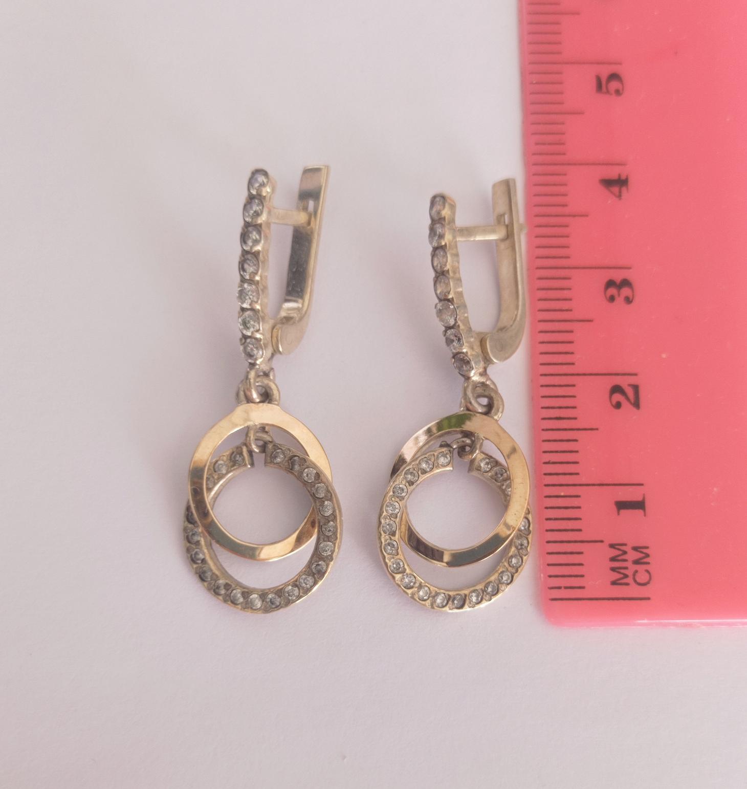 Срібні сережки із золотою вставкою та цирконієм (33647970) 2