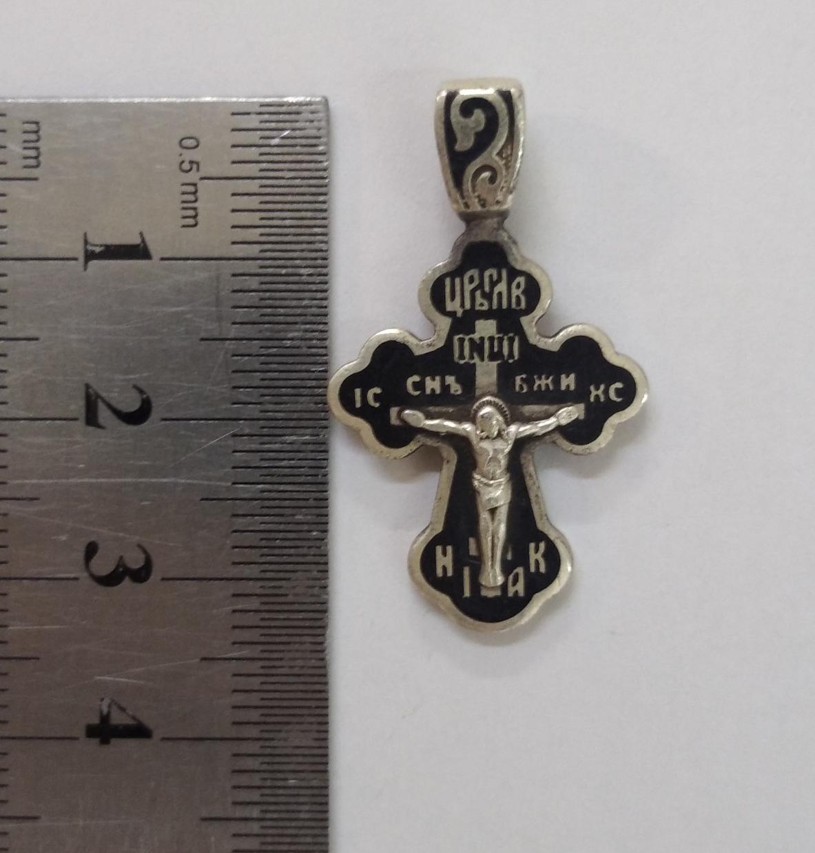 Срібний підвіс-хрест з емаллю (31621823) 2