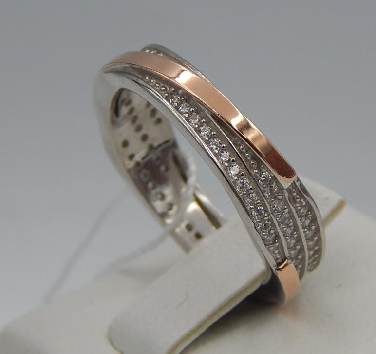 Серебряное кольцо с позолотой и цирконием (28352655) 2