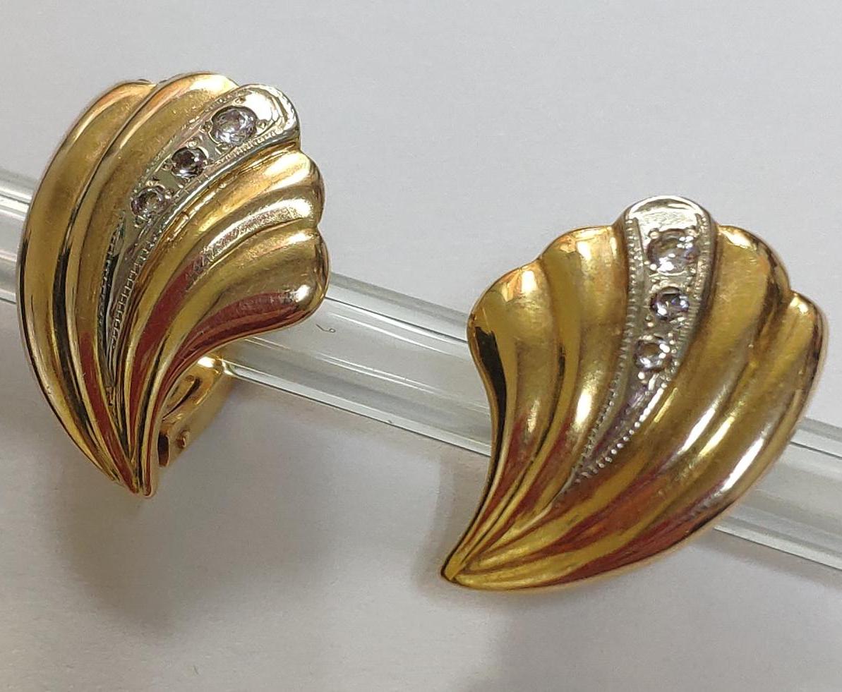 Сережки з жовтого та білого золота з цирконієм (33475632) 0
