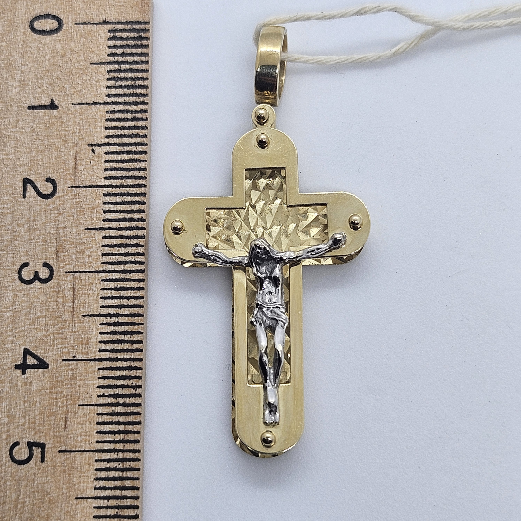 Підвіс-хрест з жовтого та білого золота (33955691) 4