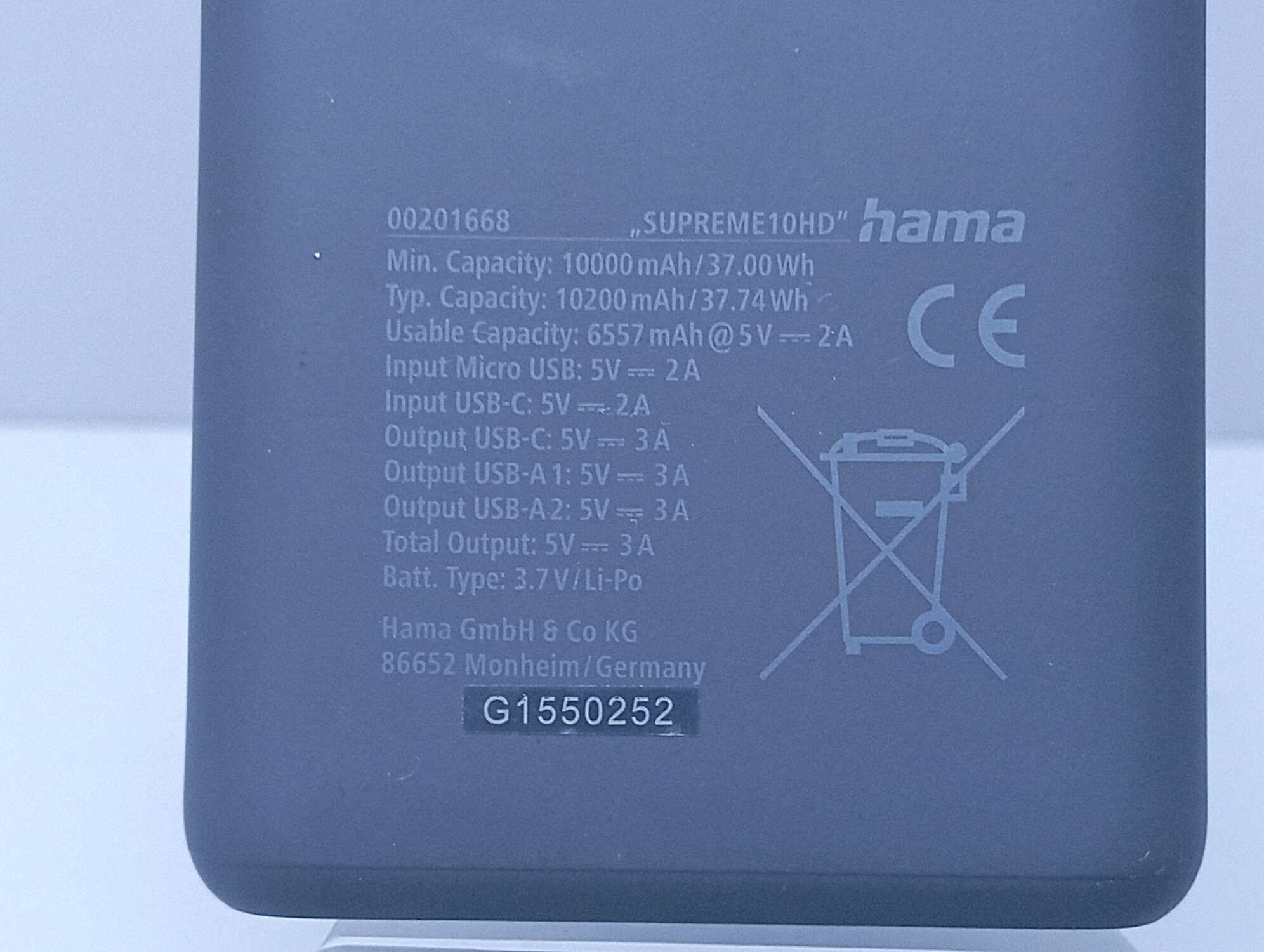 Powerbank Hama Supreme 10HD 10000 mAh 1
