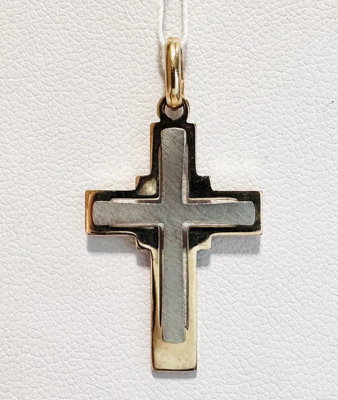 Підвіс-хрест з червоного та білого золота (32547551) 1