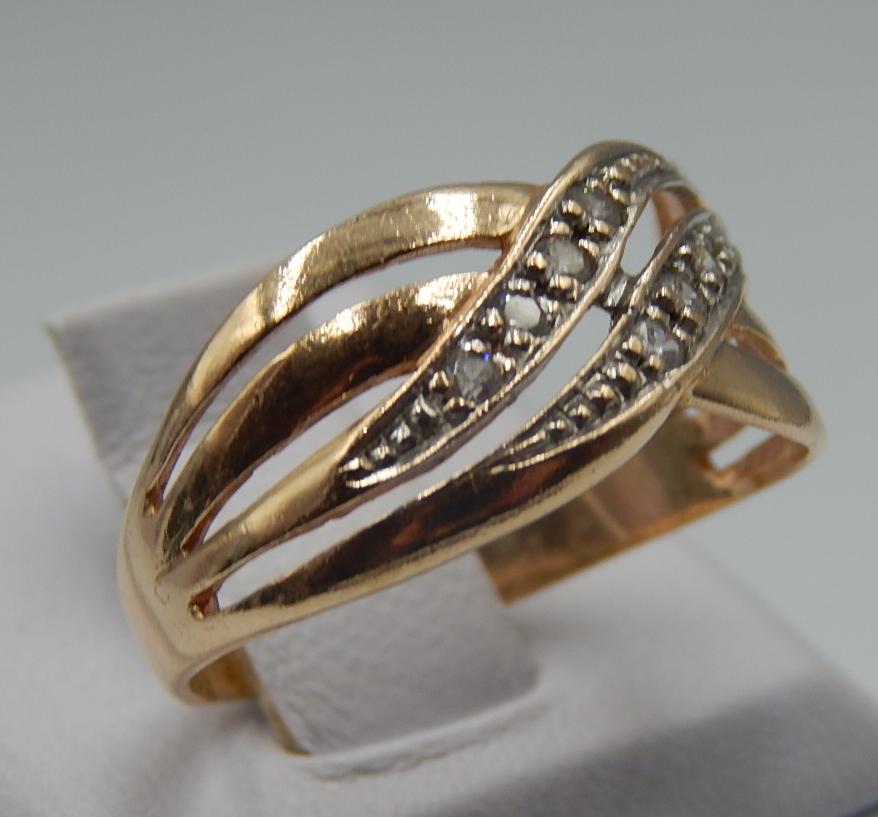 Кольцо из красного и белого золота с цирконием (31878881)  1
